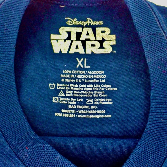 Disney Park Star Wars T-Shirt Men's Adult Extra Large Navy Blue Short Sleeve NWT - Picture 3 of 8